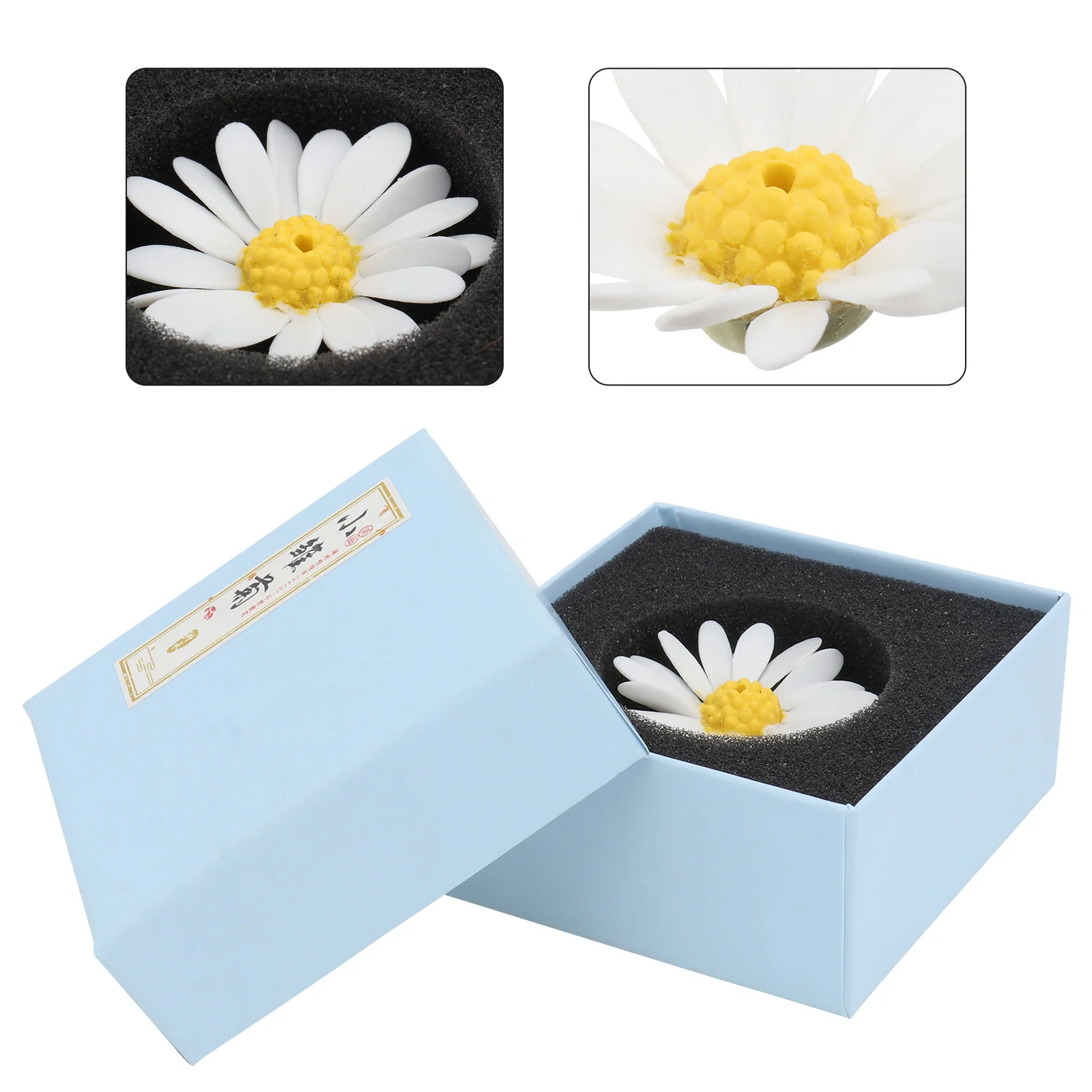 

1Pc Ceramic Incense Holder Incense Plate Daisy Flower Incense Holder (White)