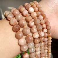 natural stone smooth sunstone round loose spacer beads for jewelry making diy necklace bracelet 15 inches 4 6 8 10 mm wholesale