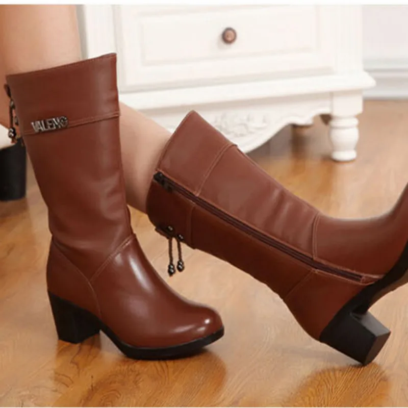 Fujin/шерстяные женские теплые зимние сапоги Обувь из натуральной кожи Плюшевые