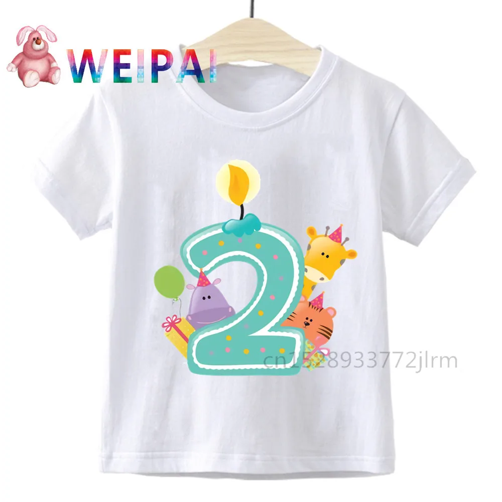 

Kids Birthday Number 2 Cartoon Print T Shirt Children I Am 2 Clothes T-shirts Boy&Girl Funny 2 Years Old Gift Tshirt Baby