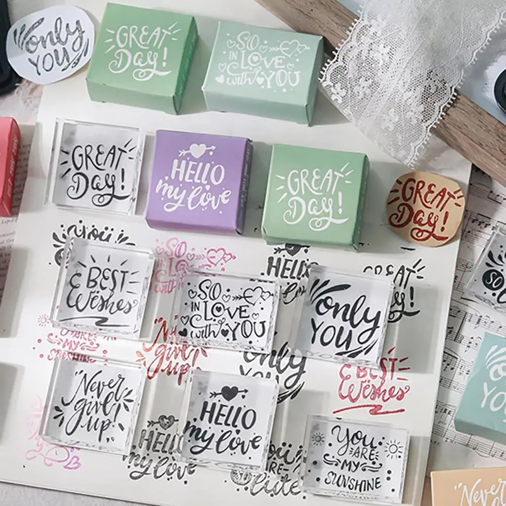 

Retro Stamp Letter Words Decoration Transparent Acrylic Thank You/For You Blessing Greeting Words DIY Scrapbooking Stationery