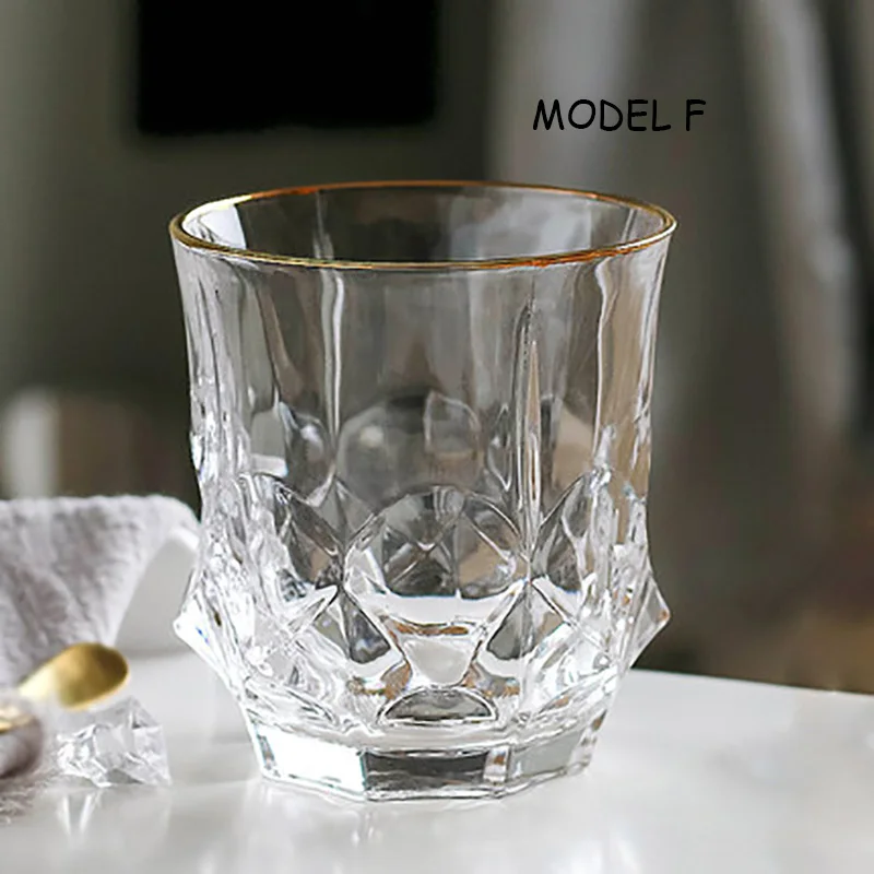 Model F Креативный стеклянный прозрачный стакан для стакана для коктейля чашки Европейский стиль Золотой Кристалл зарубежный стеклянный стакан для виски пивная семейная чашка 1 шт - Цвет: Model F