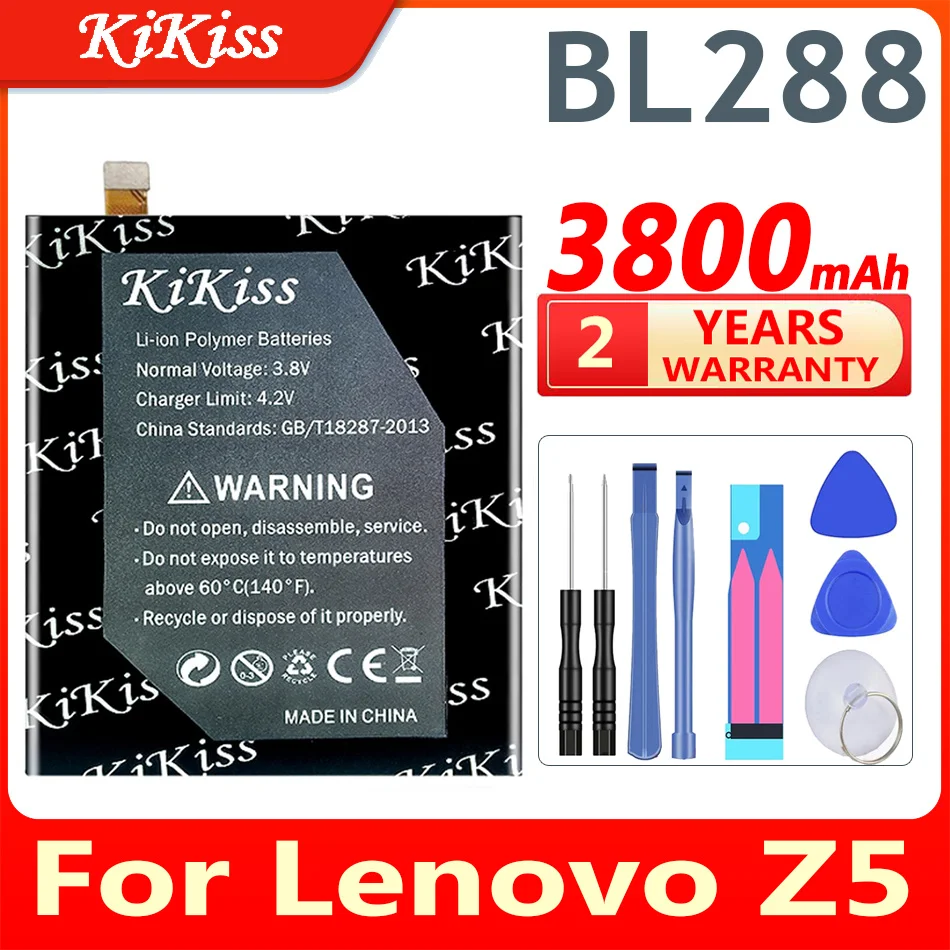 

Аккумулятор KiKiss BL288 3800 мА · ч для Lenovo Z5 L78011 L78012, аккумулятор высокой емкости для телефона, Bateria BL 288 BL-288 + Подарочные инструменты