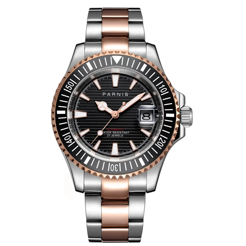 Parnis автоматические механические часы Для мужчин 21 драгоценности Miyota 8215