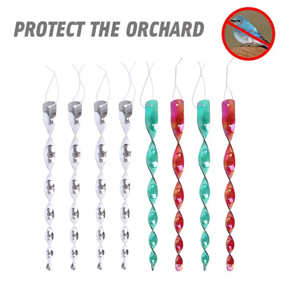 

4/8/12Pcs Anti Bird Rod Spiral Design Reflective Bird Driving Rod Plastic Agricultural Protection Bird-Catching Garden Repellent