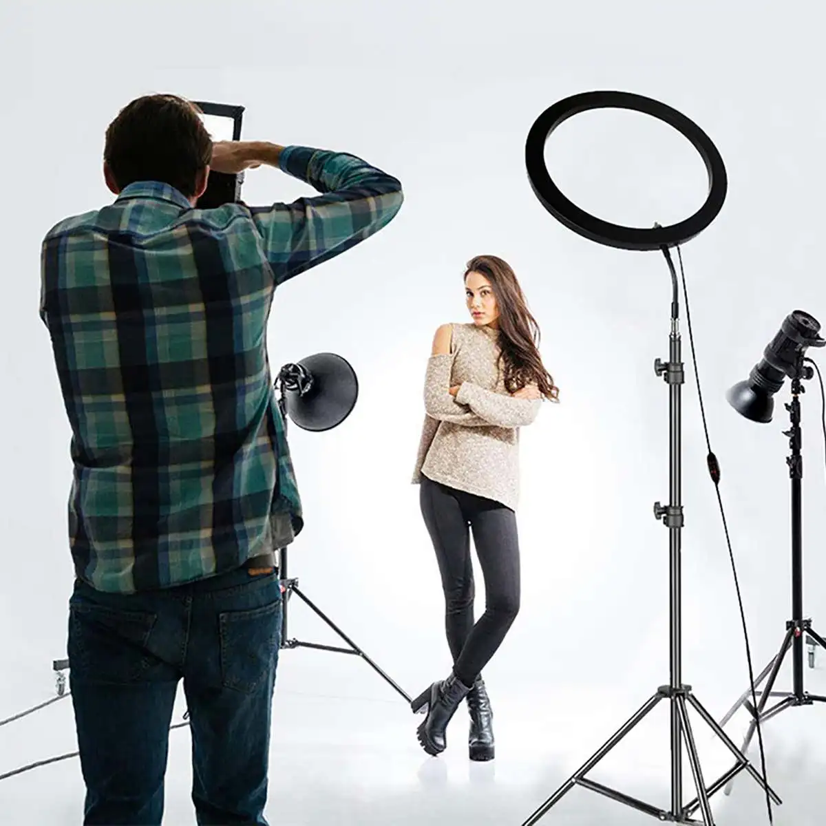 

12.6" LED Ring Light Photographic Selfie Ring Lighting with Stand for Smartphone Youtube Makeup Video Studio Tripod Ring Light