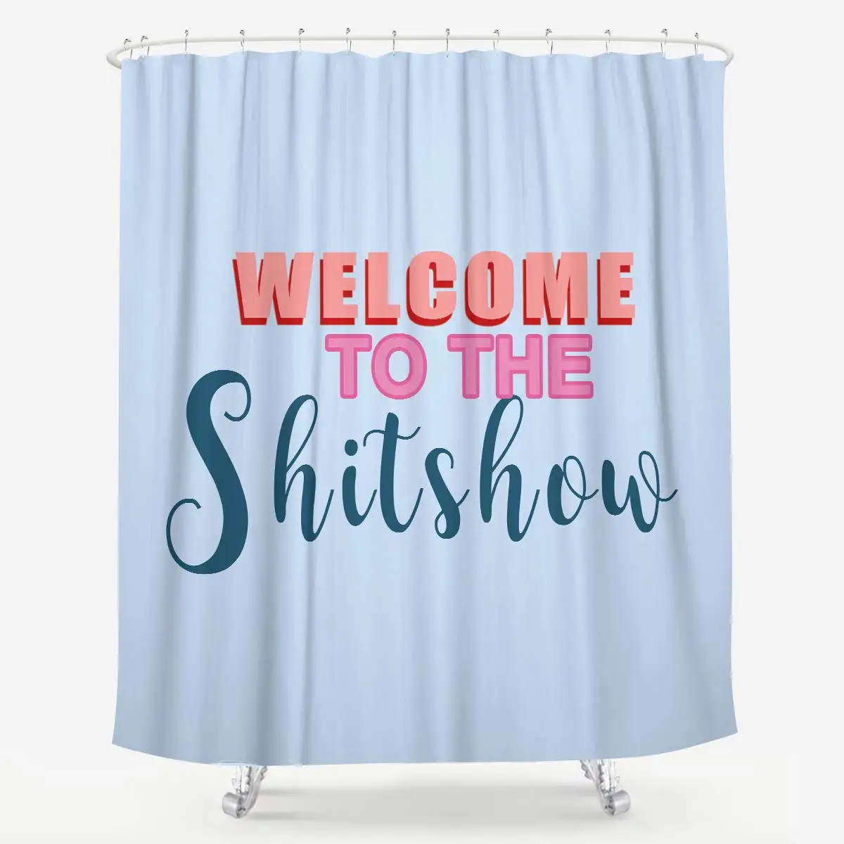 Добро пожаловать в подстава душ Шторы розового и голубого цвета с простыми