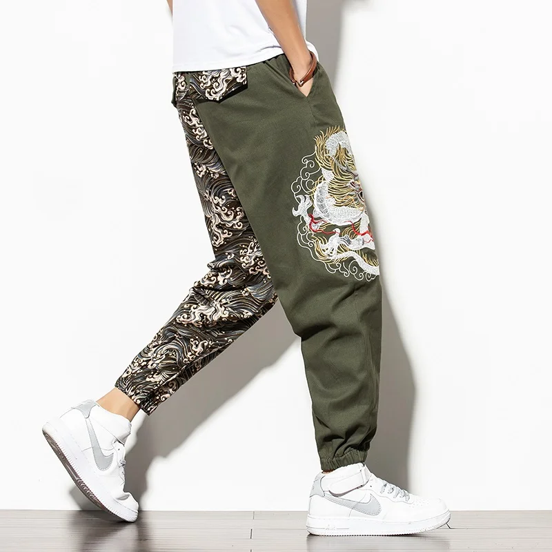 Chinese Dragon Embroidery Pants Men Jogger Streetwear Joggers Hip Hop Sweatpants Trousers 2019 New KK3279 | Тематическая одежда и