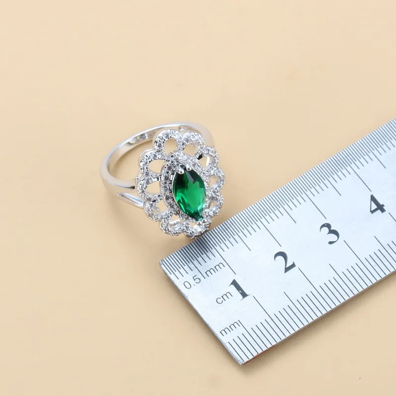 Натуральный камень CZ Зеленый Ювелирные наборы для женщин модный костюм Висячие