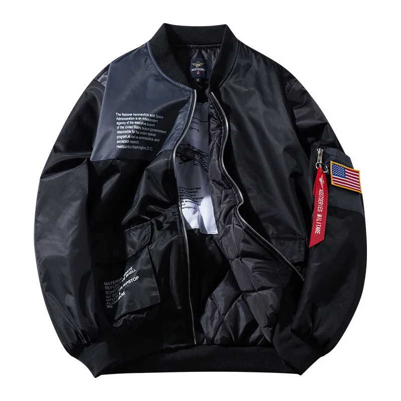 2020 Winter Vintage MA-1 Streetwear Hip Hop Military Coats Clothes American College Bomber Flight Air Force Pilot Jacket Men