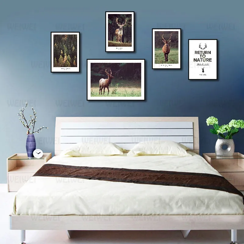 

Poster Animal Deer Inside Green Grass Home Decoration Decorative Painting Bedroom Living Room Wall Art Canvas Painting Hd Print