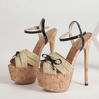 fashion butterfly knot women sandals pumps extrem sexy high heels summer open toe buckle strap platform shoes stiletto