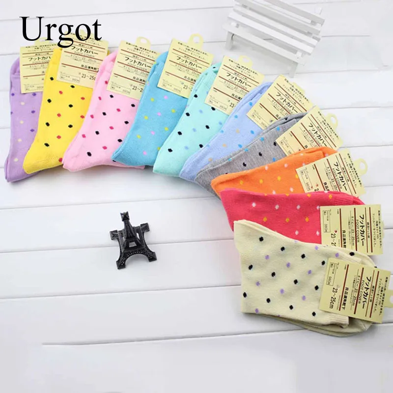 Носки женские хлопковые в горошек 5 пар | Женская одежда