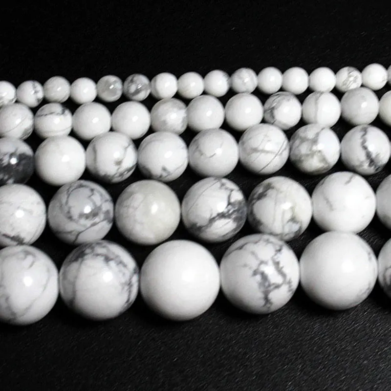 White Turquoises Лучшие натуральные Агаты аметистами тигровый глаз бусины из Лабрадорита каменные бусины для самостоятельного изготовления ювелирных изделий браслет Цепочки и ожерелья 4/6/8/10 мм - Цвет: White Turquoises