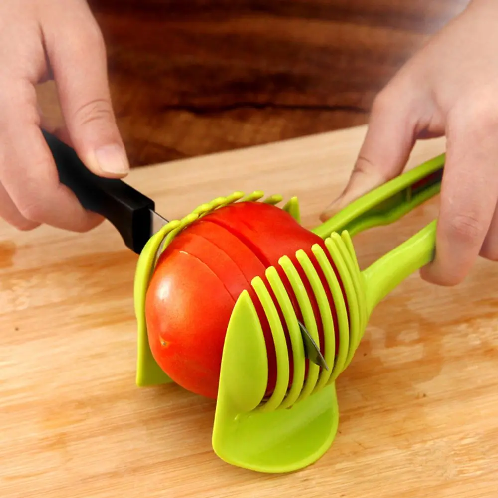 

Hot Plastic Potato Slicers Tomato Cutter Shredders Fruit Vegetable Tools Onion Lemon Cutting Holder Kitchen Gadgets Cooking Tool