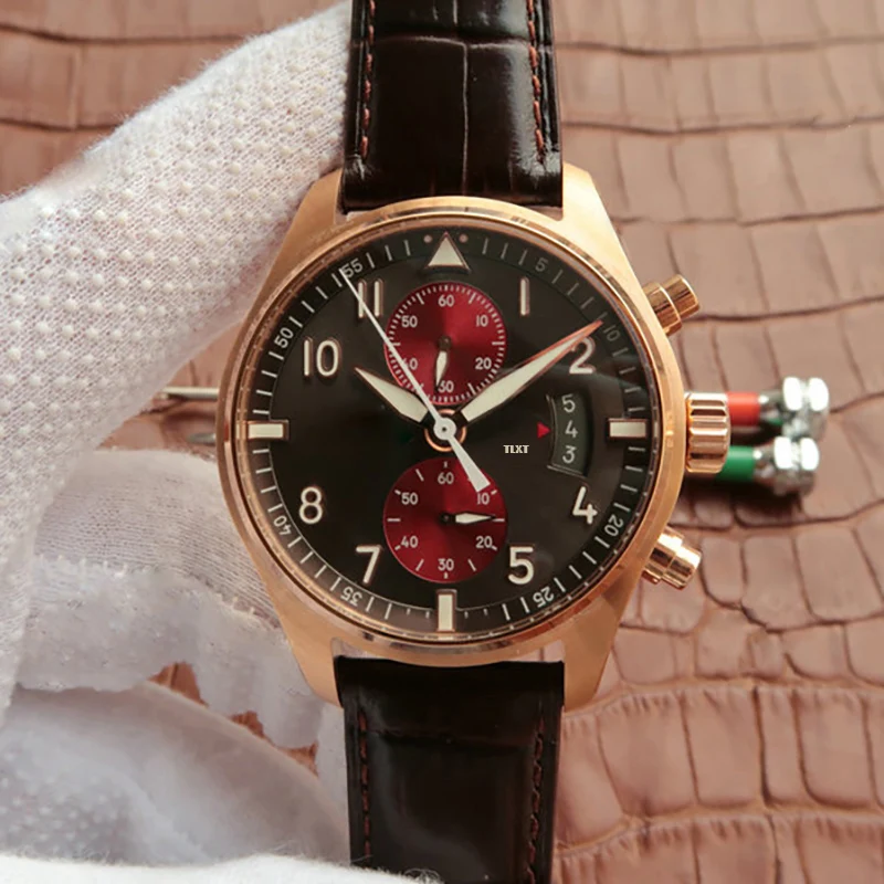 

Men's Watch Automatic Mechanical Watch For Men Luxury Watch TLXT 42mm Red Brown Dial Leather Strap Top Quality 1:1 Replica Watch