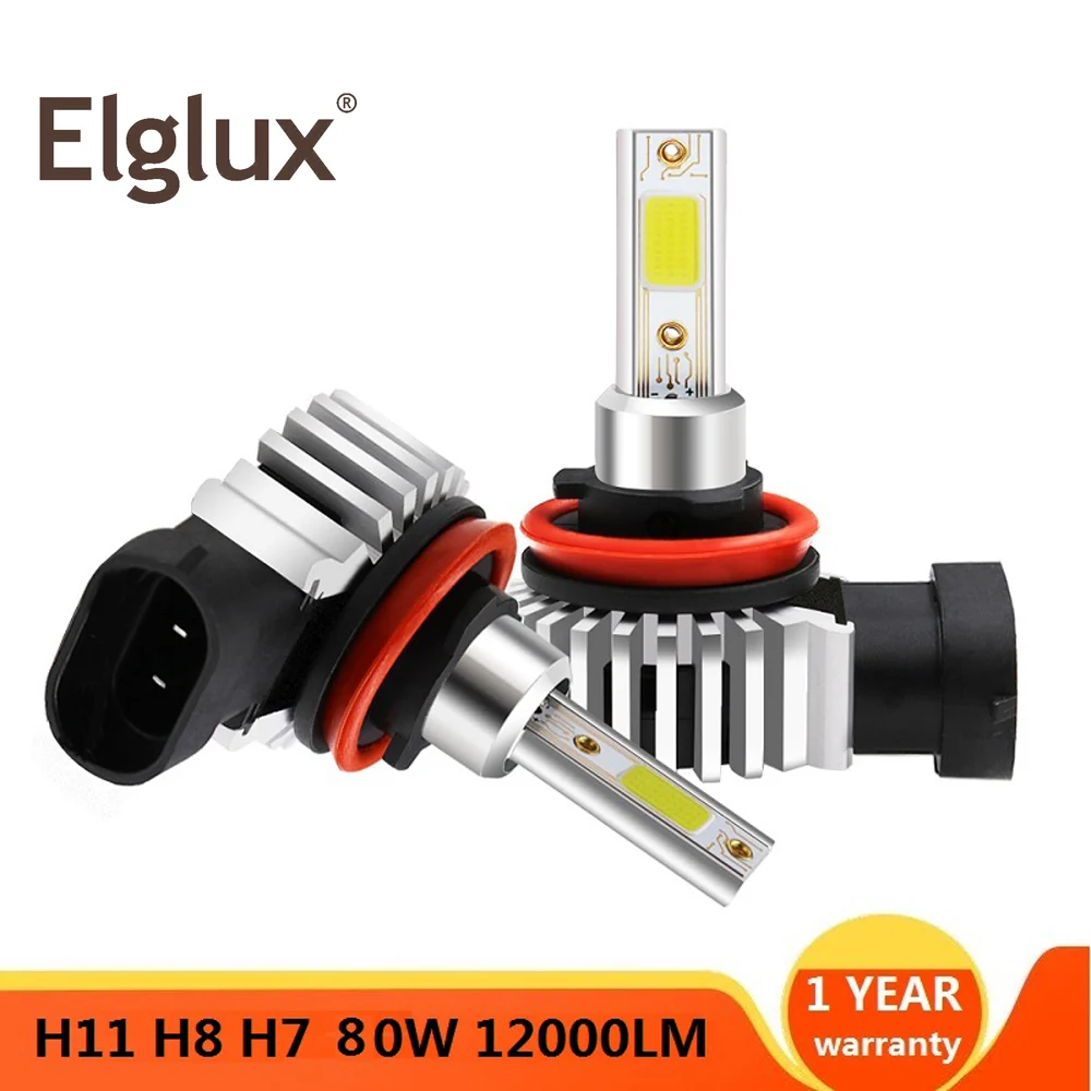 Elglux автомобилей головной светильник H7 H4 светодиодный H8/H11 9005 HB4/9006 H1 H3 H13 9007 80 Вт