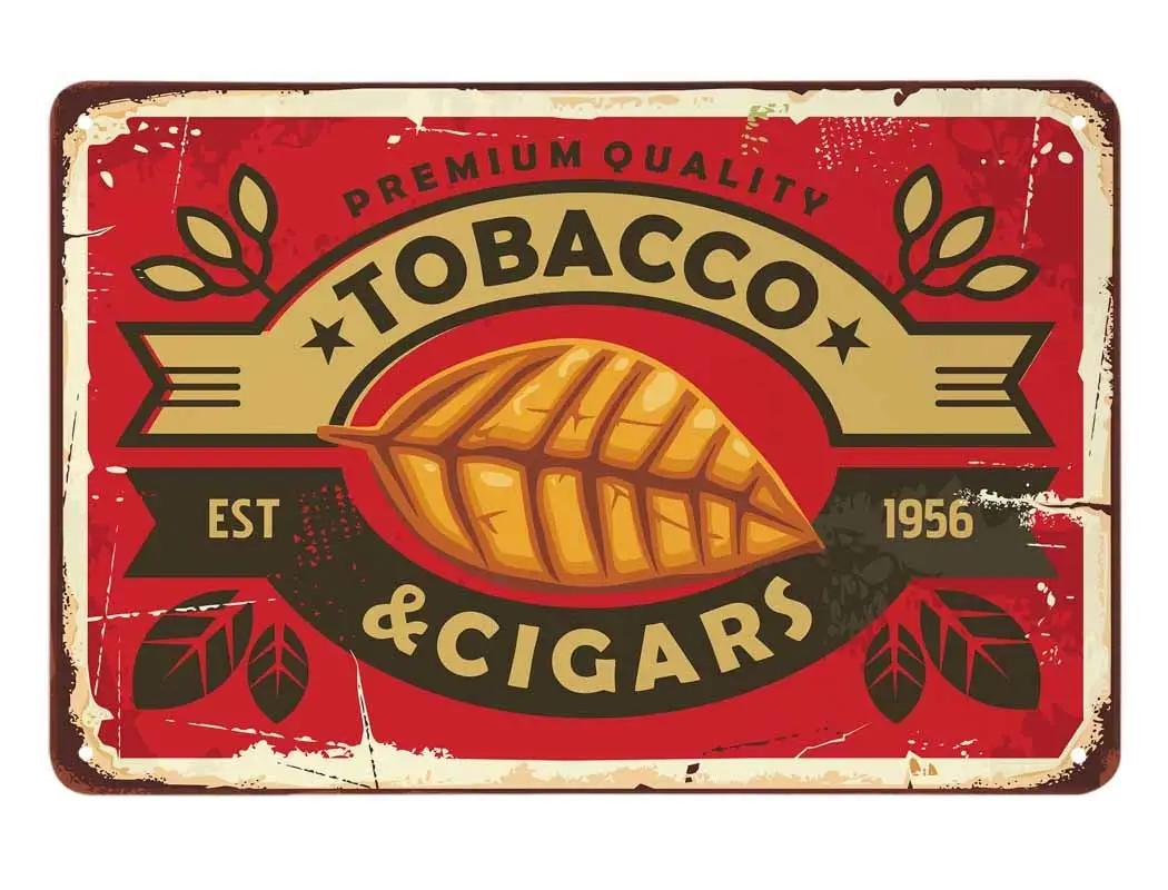 

Tobacco Tin SignBranch Botanical Star Cigar Smoke Gentleman Retro Vintage Metal Tin Signs for Cafes Bars Pubs Shop Wall