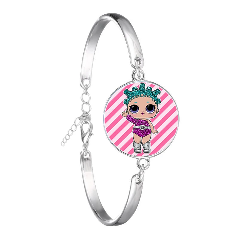

Girl's bracelet cartoon girl's Bracelet Fashion animation metal bracelet around glass highlights the charm of girl's jewelry