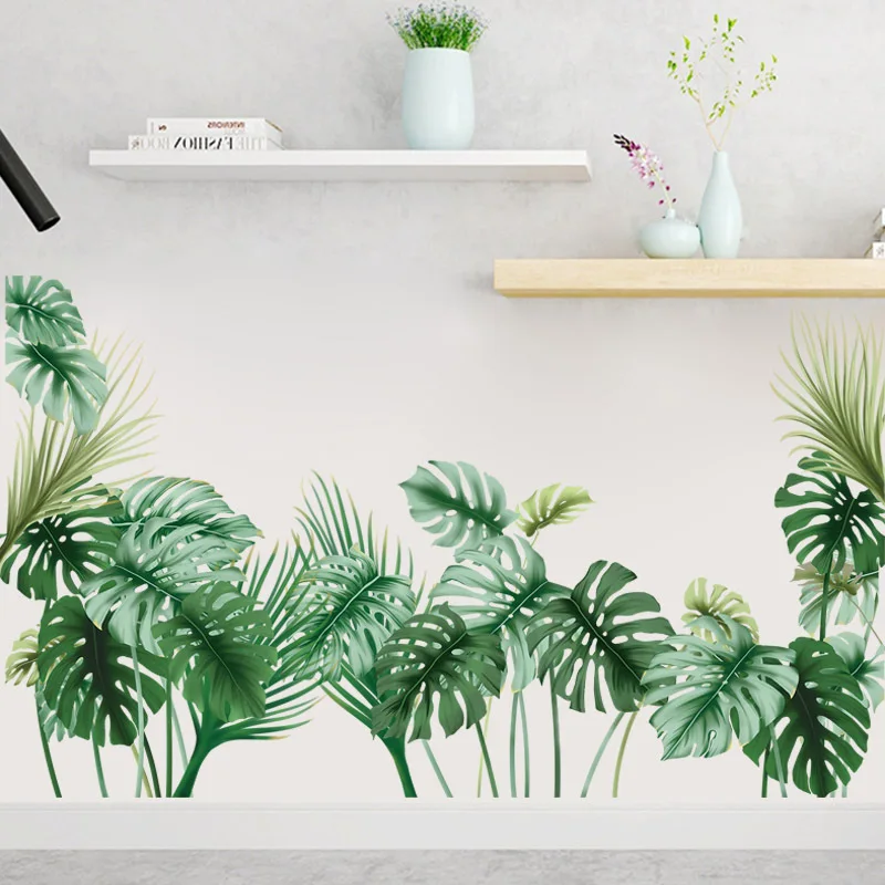 

Oversized Tropical Plants Leaf Sticker Living Room Bedroom Home Decoration TV Sofa Background Wall Stickers Self Adhesive