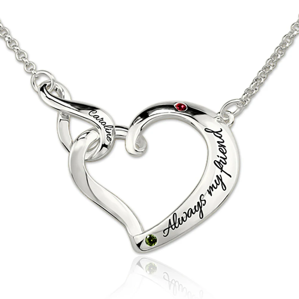 

Uonney Wholesale Customized Infinity Heart Necklace Birthstone Engraved Names Women Gift For Valentines Jewelry