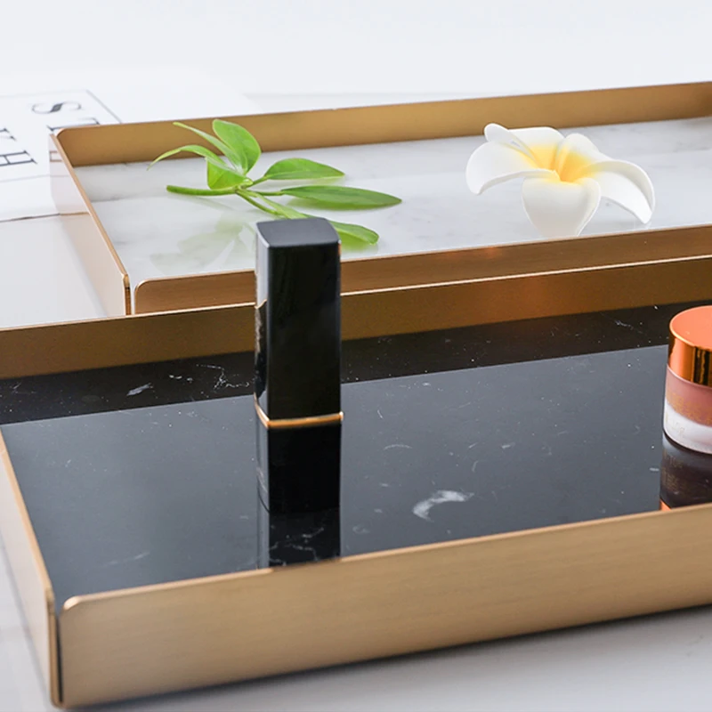 Великолепный металлический и Мраморный поднос ручной работы для домашнего