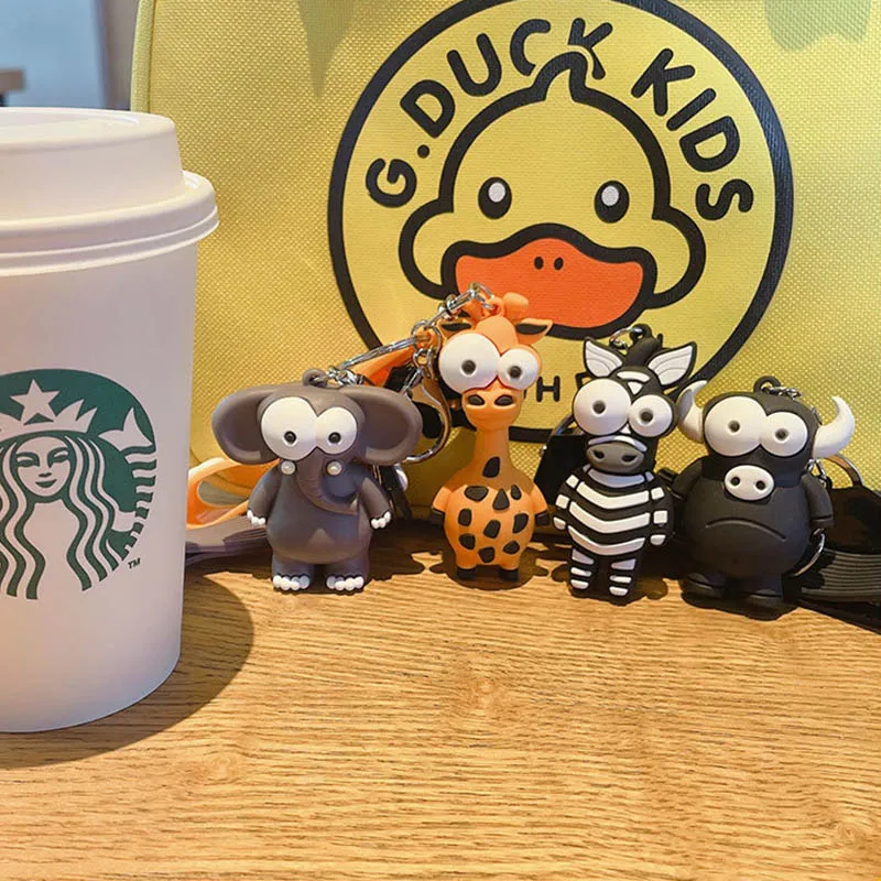 Брелок для ключей с мультипликационным аниме животным милый большой жираф