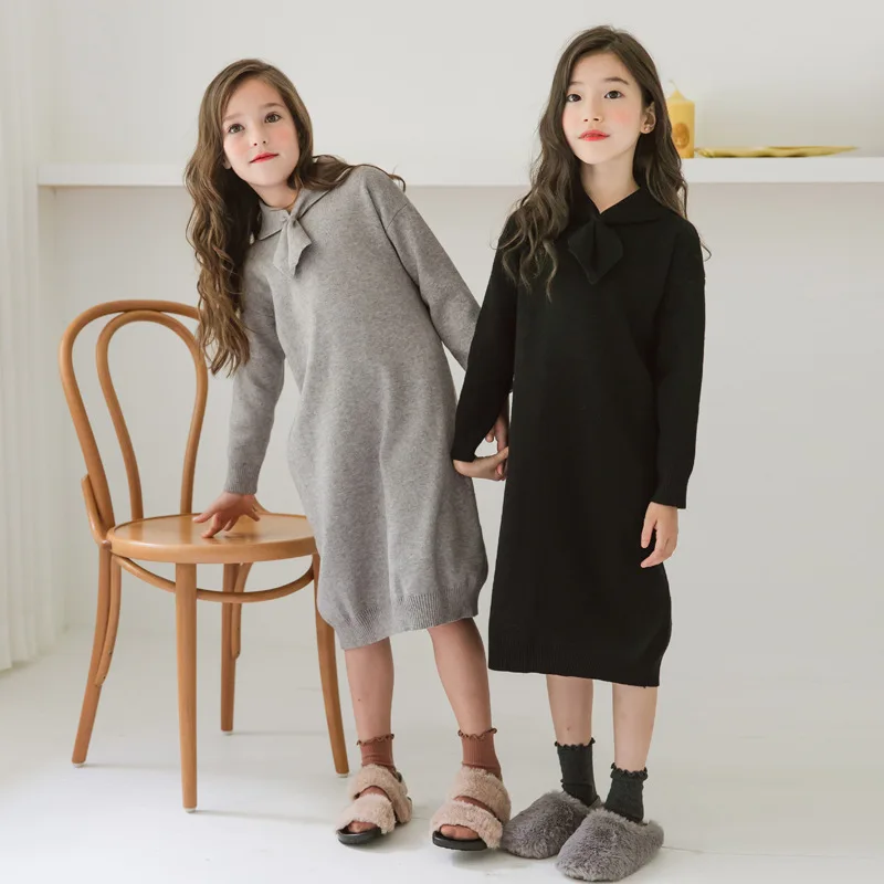 Осенние детские платья для девочек платье с длинным рукавом Повседневный свитер