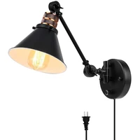 plug in wall sconces fixture swing arm wall lamp with dimmable on off switch metal black vintage industrial wall mounted light