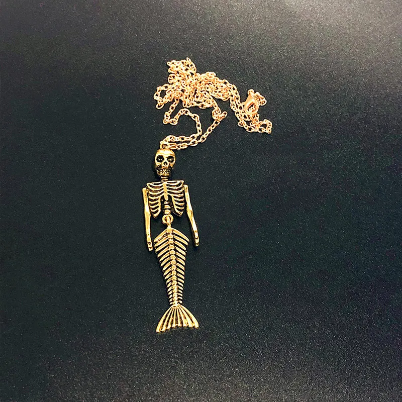 1 шт. металлическая подвеска в виде скелета русалки ожерелье на Хэллоуин стимпанк