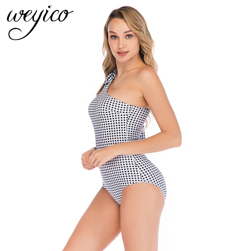 Женский слитный купальник 2020 пикантные купальные костюмы в горошек с открытым