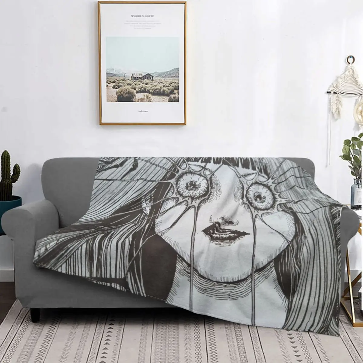 

Одеяло из фланели Junji Ito с ужасными комиксами, декоративное портативное домашнее покрывало