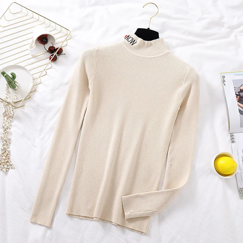 

Embroidery half a turtleneck pullovers female love letters