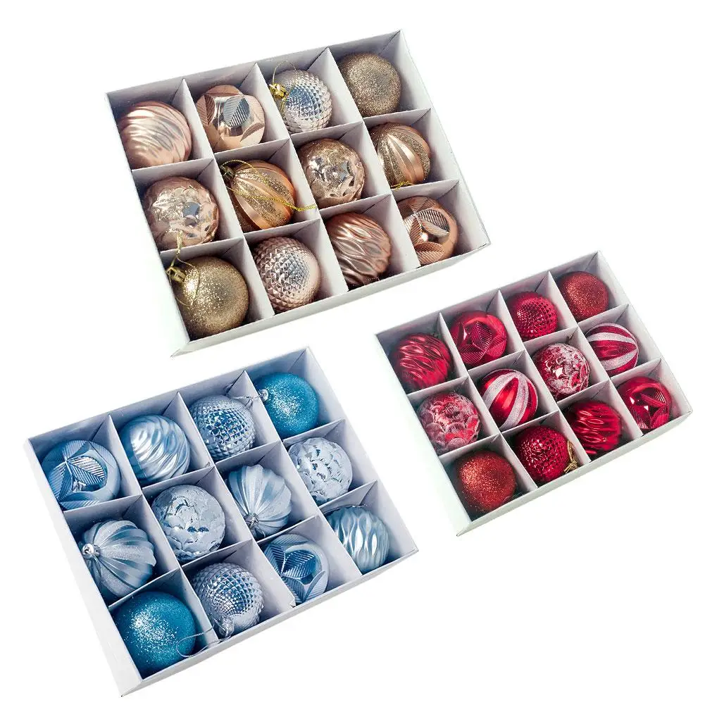 12 шт. украшения в виде рождественских шаров для рождественской елки небьющиеся