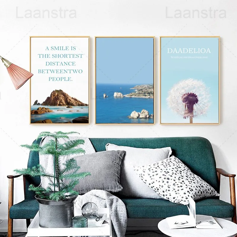 

Seascape Home Decoration Reef Coast Living Room Wall Art Canvas Poster Dandelion Flower Plant Bedroom Modern Dining Room Print