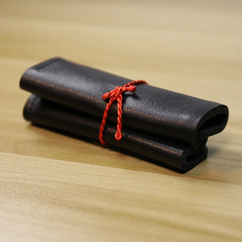 Men's short ultra-thin mini wallet men's genuine leather clip young men's vertical wallet soft black brown leather bag