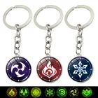 Игровой ударопрочный брелок Genshin для автомобильных ключей светящийся аниме-элемент глаз Бога брелки Genshin Подвески металлический брелок для ключей для женщин