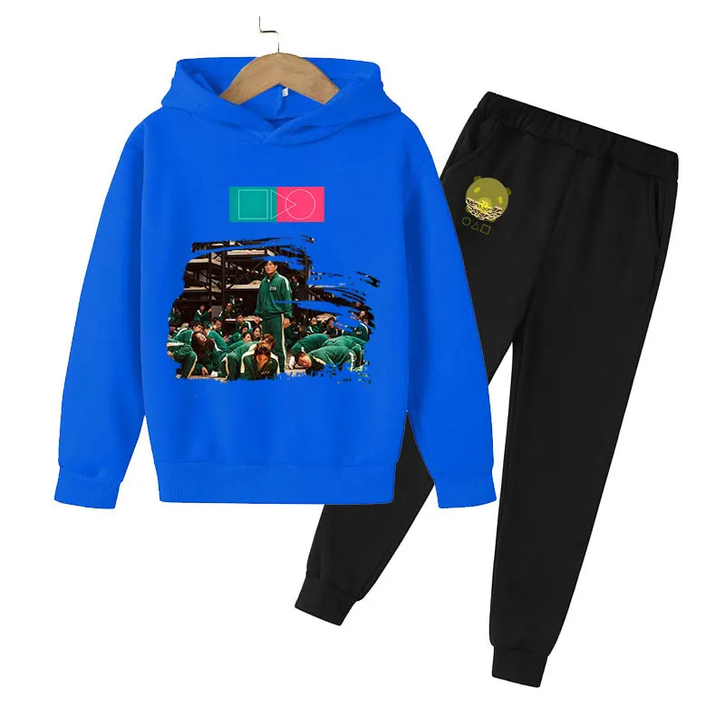 

2021Children Set Hoodie Squid Game Costume Sweatshirts Kids Clothes Girls Hoodies Baby Boy Clothes 3-14Age Casual Two Piece Suit