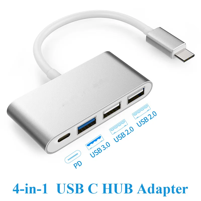 

USB Тип C 4 порта концентратор 4 в 1 Тип C к USB 3,0/C адаптер многофункциональный сплиттер Высокоскоростная передача адаптер для Macbook
