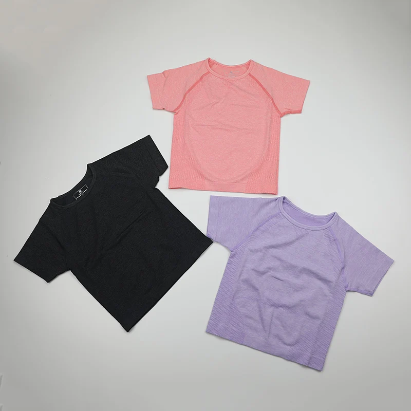 Женский бесшовный укороченный топ с коротким рукавом рубашки для йоги