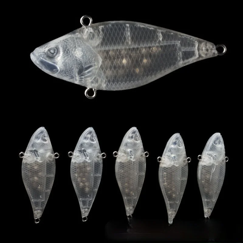 

1 pcs Luya bait VIB body 7CM/ 10.1g uncoated blank embryo body transparent plastic bait sea hook
