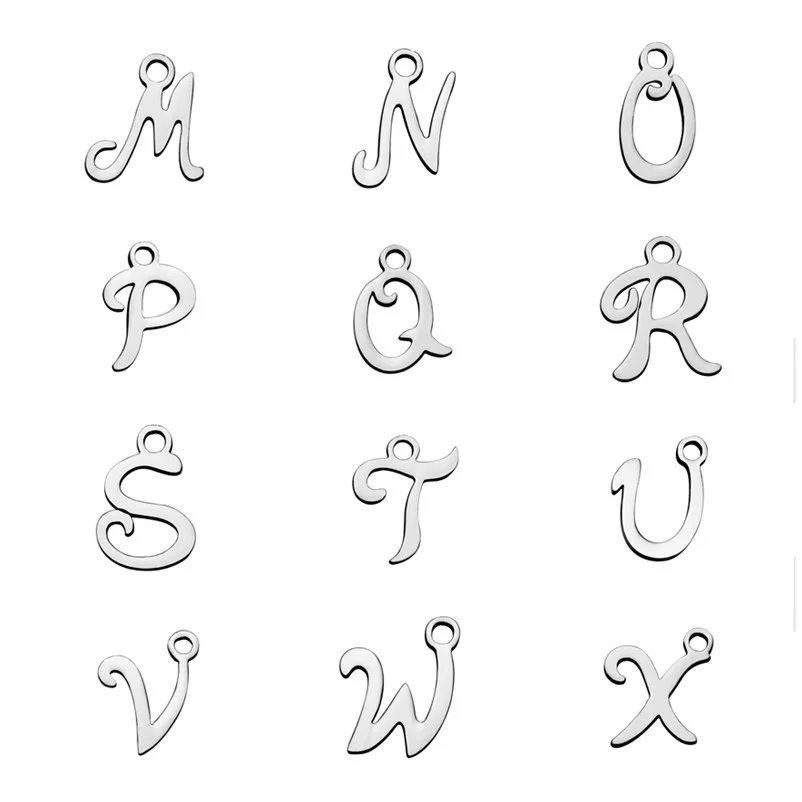 10pcs/lot Stainless Steel Initial Letter Charms Mini Lot for Necklace Bracelet Pendant DIY Making Jewelry Accesspries | Украшения и