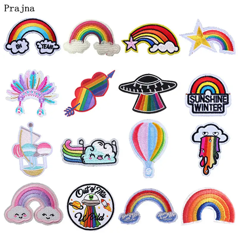 Радужные нашивки Prajna Мультяшные разглаживающий значок вышивка наклейки для