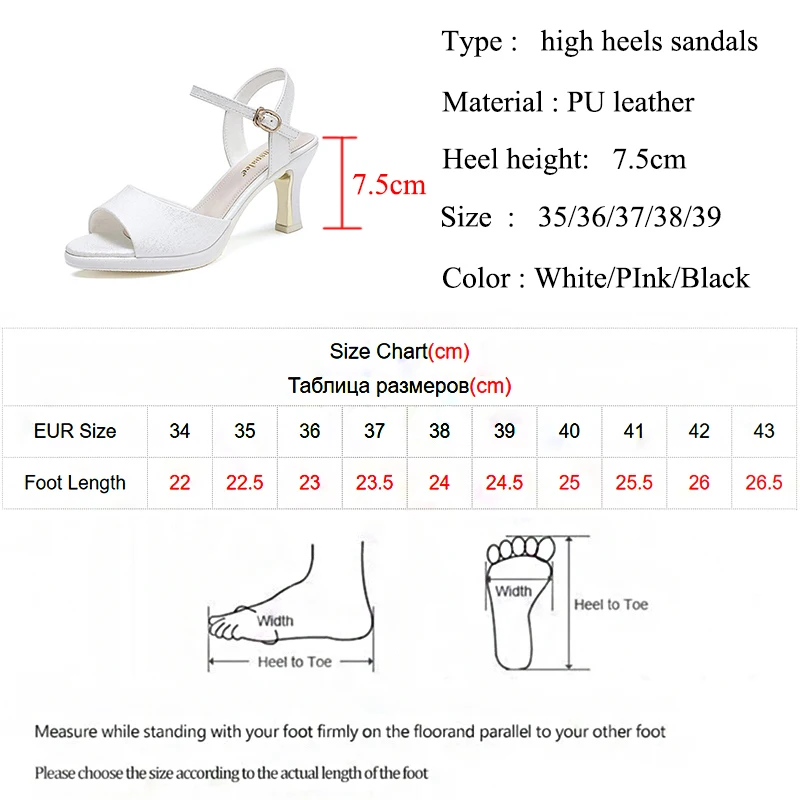 

Rimocy Summer Women's Sandals 2021 Solid Color Peep Toe High Heels Women Shoes Fashion Ankle Buckle Platform Sandalias Mujer