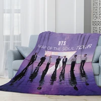 kpop star flannel throw blanket korean handsome boys singing group print blankets for sofa adults soft blanket warm bed cover