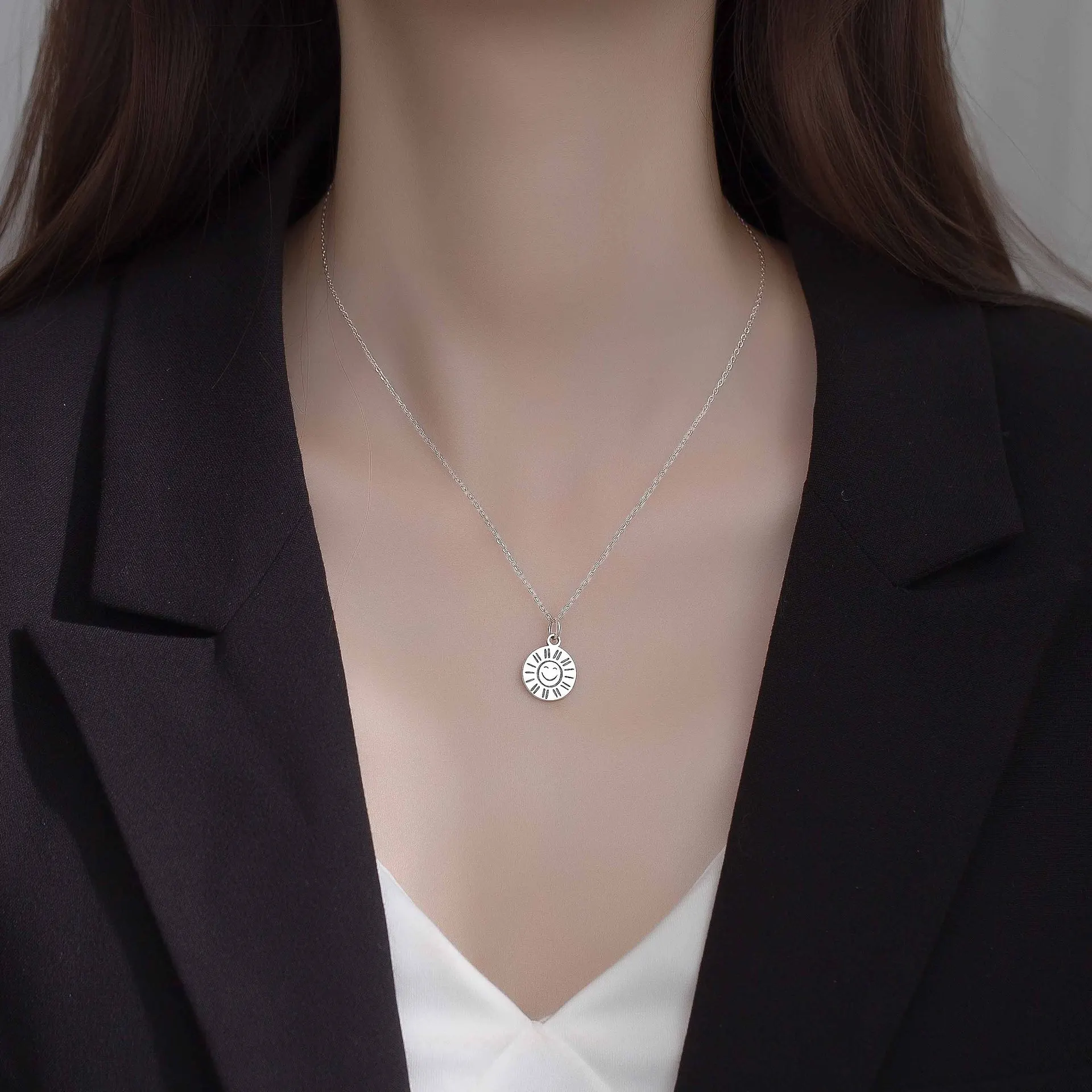 

Vintage 925 Sterling Silver Geometric Charm Necklace Pendant Christmas Jewelry For Women Accessories Choker dz153