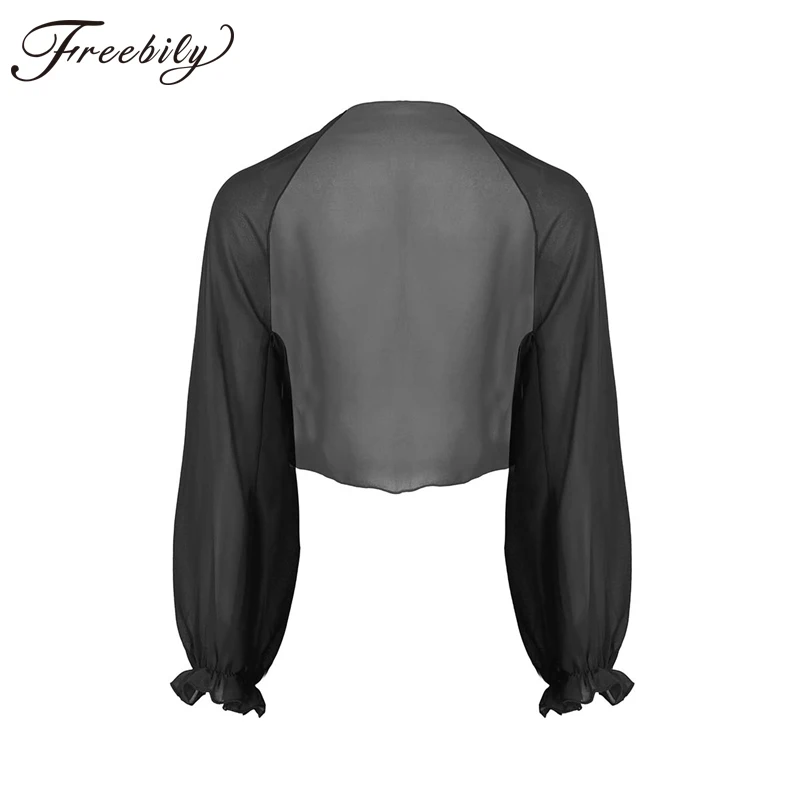 Women's Lightweight Long Sleeve Open Front bolero shrug Chiffon Brand New solid color see through thin short coat jacket tops | Женская