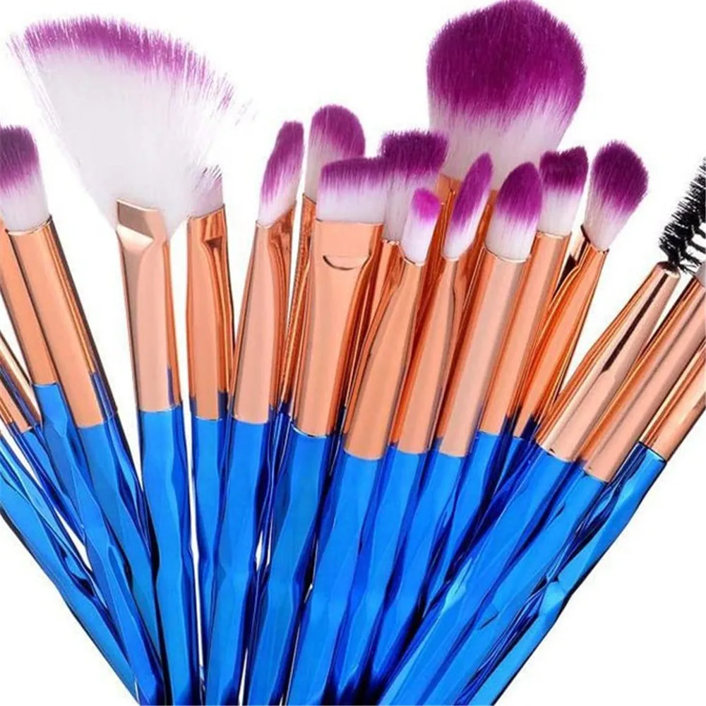 

20pcs/set Diamond Makeup Brushes Cosmetic Powder Shadow Foundation Blush Blending Eyebrow Brush Beauty Eyelash Extension Tools