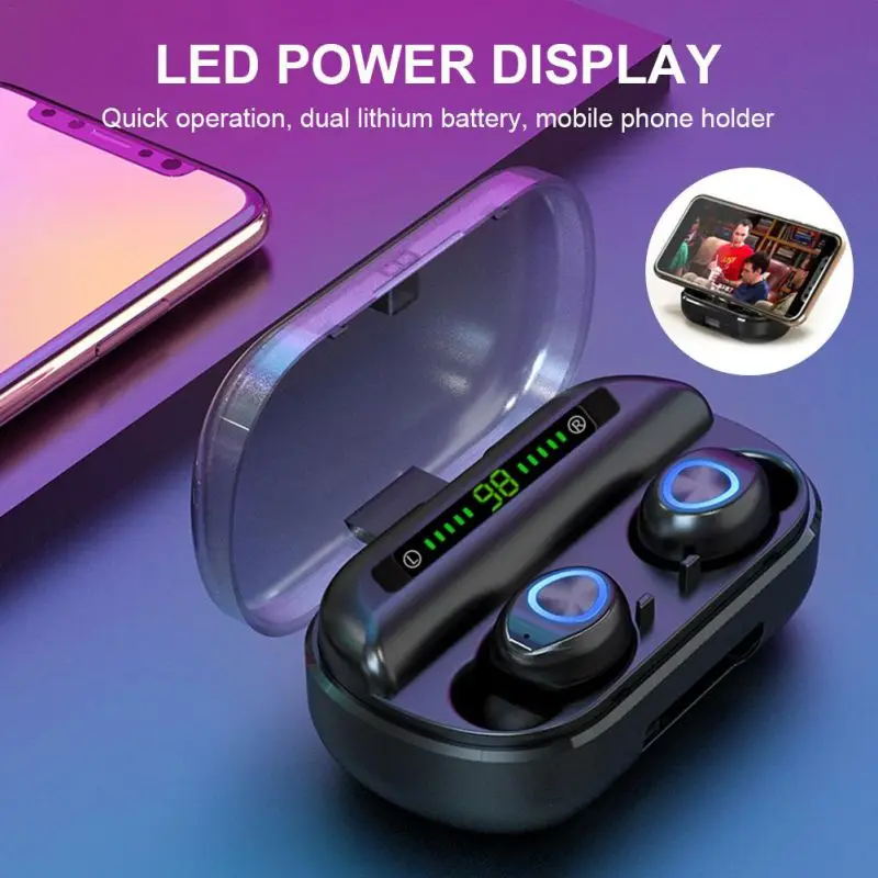 

V10 Bluetooth Earphone With LED Digital Display Bluetooth 5.0 TWS Button Wireless Stereo Charging Bin Mini Invisible Sports