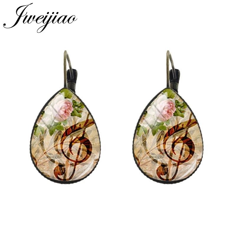 JWEIJIAO музыкальные инструменты ноты Винтажные серьги слеза воды капли
